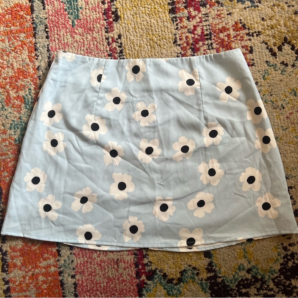 O. vianca womens mini skirt blue floral size S